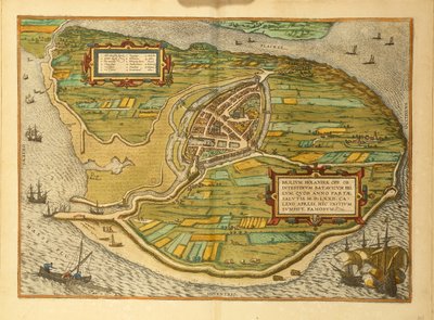 Mapa Brielle z mapy světa od Georga Brauna od Georg Braun and Hogenberg Franz