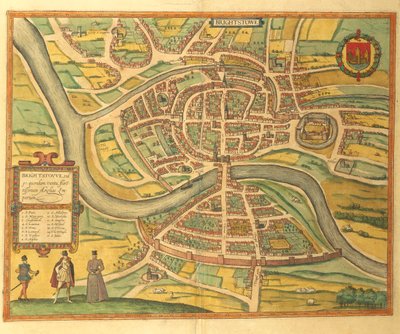 Mapa Bristolu z druhé světové války od Georga Brauna od Georg Braun and Hogenberg Franz
