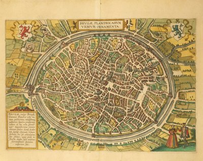 Mapa Brugg z druhé světové války od Georga Brauna od Georg Braun and Hogenberg Franz