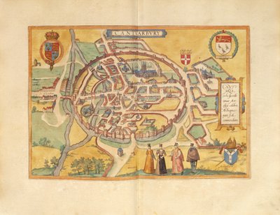 Mapa Canterbury z Cities of the World od Georga Brauna od Georg Braun and Hogenberg Franz