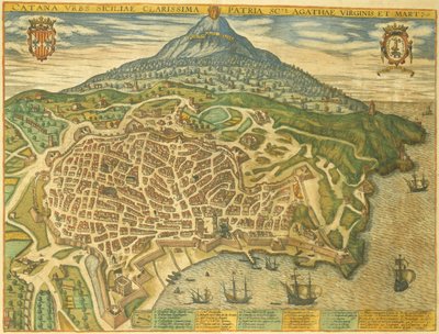 Mapa Catanie ze Spojených států amerických od Georga Brauna od Georg Braun and Hogenberg Franz