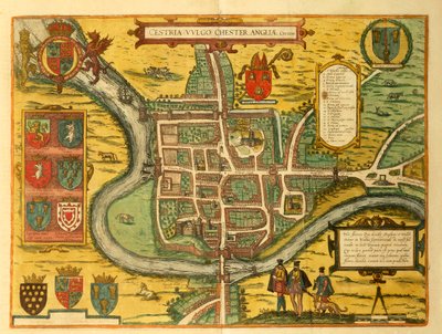 Mapa Chesteru z města světa od Georga Brauna od Georg Braun and Hogenberg Franz