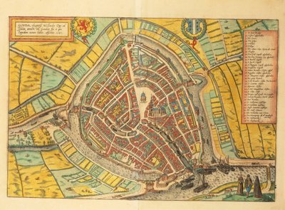 Mapa Goudy z mapy světa od Georga Brauna od Georg Braun and Hogenberg Franz