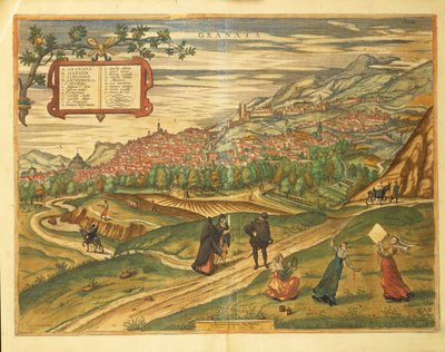 Mapa Granady z mapy světa od Georga Brauna od Georg Braun and Hogenberg Franz