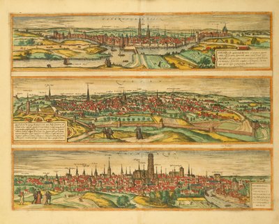 Mapa Hertogenbosch, Leuven a Mechelen z Civitates Orbis Terrarum od Georga Brauna od Georg Braun and Hogenberg Franz