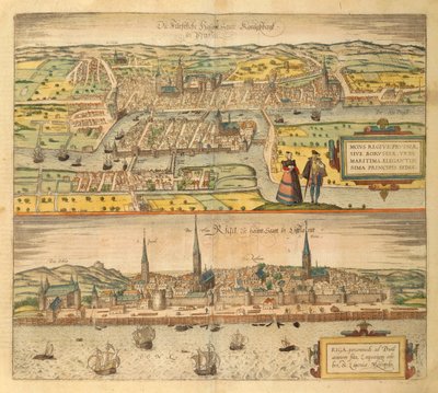 Mapa Königsbergu a Rigy ze Spojených států amerických od Georga Brauna od Georg Braun and Hogenberg Franz