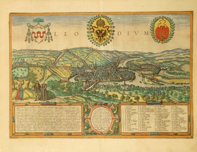 Mapa Lutychu z měst světa od Georga Brauna od Georg Braun and Hogenberg Franz