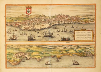 Mapa Lisabonu a Cascais ze Spojených států amerických od Georga Brauna od Georg Braun and Hogenberg Franz