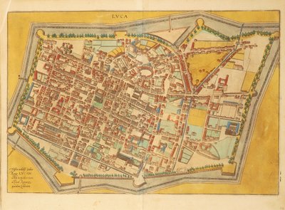 Mapa Luccy z Civitates Orbis Terrarum od Georga Brauna od Georg Braun and Hogenberg Franz