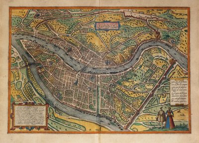 Mapa Lyonu, Francie, ze Spojených států amerických od Georga Brauna od Georg Braun and Hogenberg Franz