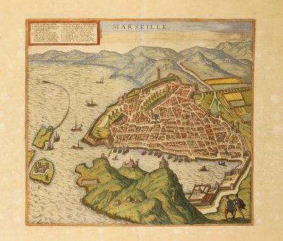 Mapa Marseille z mapy světa od Georga Brauna od Georg Braun and Hogenberg Franz