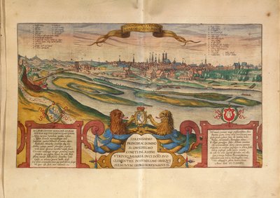 Mapa Mnichova, Německo, ze Spojených států amerických od Georga Brauna od Georg Braun and Hogenberg Franz