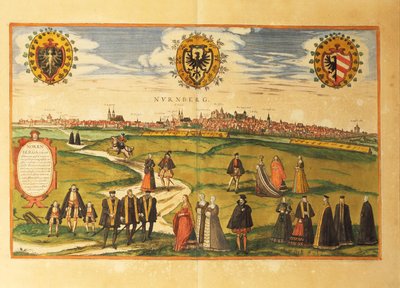 Mapa Norimberku z Civitates Orbis Terrarum od Georga Brauna od Georg Braun and Hogenberg Franz