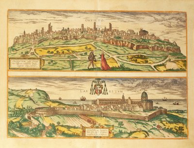 Mapa Orvieta a Loreta, regionu Umbrie a Marche z mapy světa od Georga Brauna od Georg Braun and Hogenberg Franz