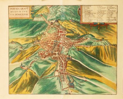 Mapa Perugie ze Spojených států amerických od Georga Brauna od Georg Braun and Hogenberg Franz