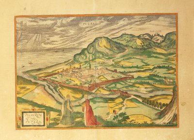 Mapa Pesara z druhé světové války od Georga Brauna od Georg Braun and Hogenberg Franz