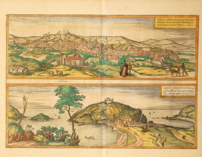 Mapa San Sebastian a Burgos z druhé světové války od Georga Brauna od Georg Braun and Hogenberg Franz
