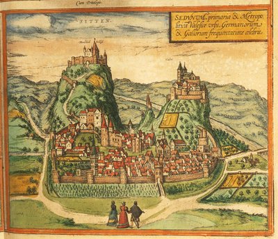 Mapa Sionu z Civitates Orbis Terrarum od Georga Brauna od Georg Braun and Hogenberg Franz