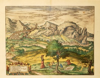 Mapa Terracina, region Lazio z mapy světa od Georga Brauna od Georg Braun and Hogenberg Franz