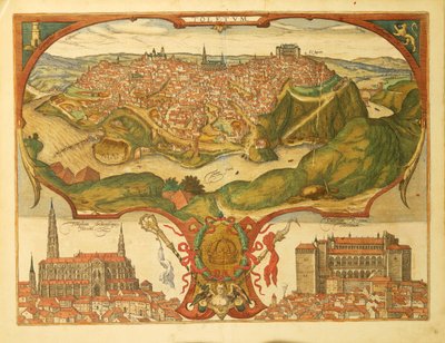 Mapa Toleda z mapy světa od Georga Brauna od Georg Braun and Hogenberg Franz