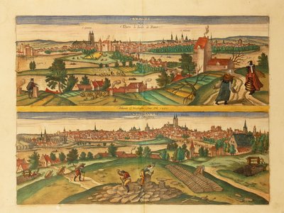 Mapa Tours a Angers z mapy světa od Georga Brauna od Georg Braun and Hogenberg Franz