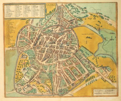 Mapa Vicenzy z knihy Civitates Orbis Terrarum od Georga Brauna od Georg Braun and Hogenberg Franz