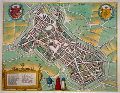 Mapa města Lille z knihy "Civitates Orbis Terrarum" Georga Brauna (1541-1622) a Franse Hogenberga (1535-1590) Kolem 1572-1617. paříž, B.N. od Georg Braun and Hogenberg Franz