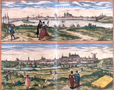 Orléans, Bourges, Frankreich von Georg and Hogenberg Franz (1535-90) Braun