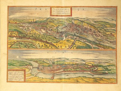 Praha a Cheb, Eger z Civitates Orbis Terrarum od Georga Brauna od Georg Braun and Hogenberg Franz