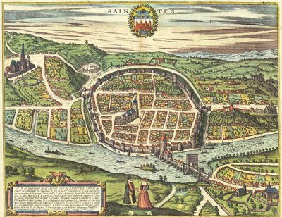 Saintes, Francie od Georg and Hogenberg Franz (1535 90) Braun