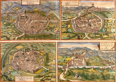Wissembourg, Rouffach, Colmar, Baden, Frankreich, Schweiz von Georg and Hogenberg Franz (1535-90) Braun