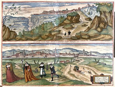 Acquapendente (provincie Viterbo) a Treviso, Itálie (rytina od Georg Braun and Hogenberg Franz