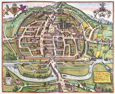 Exeter, Anglie od Georg Braun and Hogenberg Franz