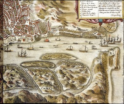 Goa. Podle Atlasu „Města světa“ od Brauna a Hogenberga od Georg Braun and Hogenberg Franz