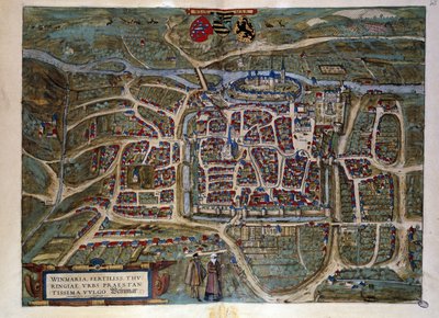 Mapa německého města Výmar. Rytina z atlasu Brauna a Hogenberga z roku 1572. od Georg Braun and Hogenberg Franz