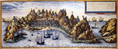 Pohled na město Aden v Jemenu z Atlasu „Civitates Orbis Terrarum“ od Braun & Hogenberg od Georg Braun and Hogenberg Franz