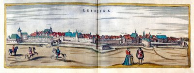Pohled na město Lipsko v Německu. Rytina z Atlasu „Braun a Hogenberg“ z počátku 17. století od Georg Braun and Hogenberg Franz