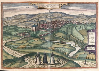Zschopau, Sasko, Německo (rytina od Georg Braun and Hogenberg Franz