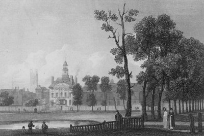 Betlémská nemocnice, jak se objevila v červnu 1811, Londýn (rytina) od George (after) Arnald