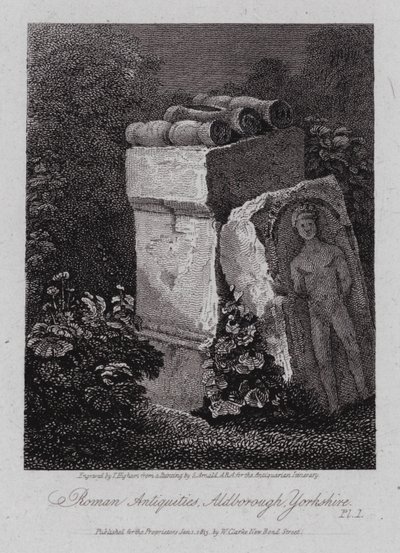 Římské starožitnosti, Aldborough, Yorkshire (rytina) od George (after) Arnald