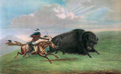 Tisk po Buffalo Hunt od George Catlina, kolem roku 1920 (sítotisk) od George (after) Catlin