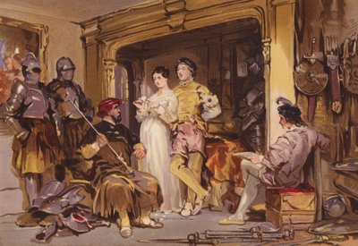 Příběh zbrojnoše (barevná litografie) od George (after) Cattermole