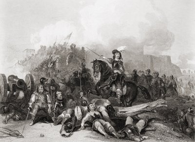 The Storming of Bristol, 26. července 1643, vyryl J.C. Varrall (rytina) od George (after) Cattermole