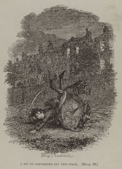 Trochu pantomimy mimo jeviště (rytina) od George (after) Cruikshank