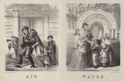 Gin and Water (rytina) od George (after) Cruikshank