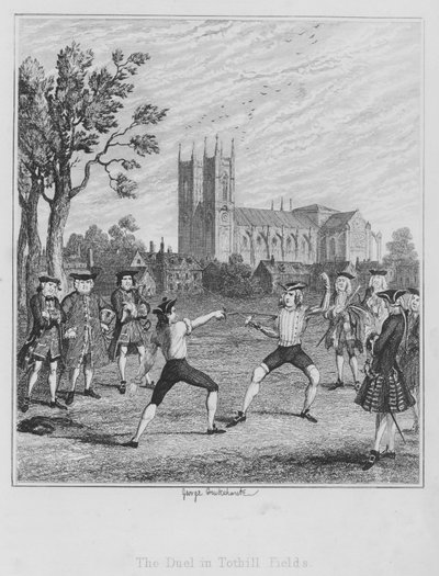 Duel in Tothill Fields (rytina) od George (after) Cruikshank