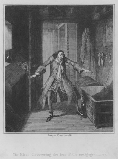 Lakomec zjišťující ztrátu hypotečních peněz (rytina) od George (after) Cruikshank