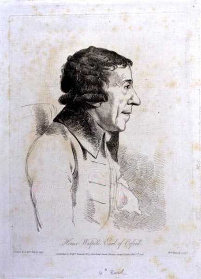 Horace Walpole, 4. hrabě z Orfordu (1717-97), vyryl William Daniell (1769-1837) od George (after) Dance