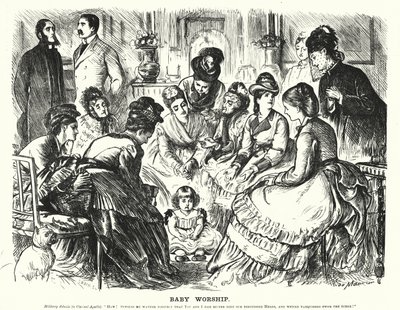 Punch cartoon: Baby Worship (rytina) od George (after) Du Maurier