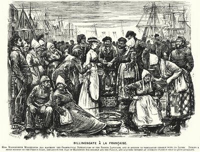 Punch cartoon: Billingsgate a la Francaise (rytina) od George (after) Du Maurier